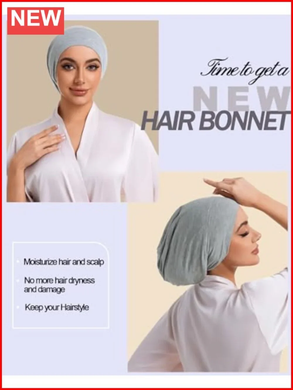 22 Momme 100% Mulberry Silk Sleep Cap Adjustable Night Bonnet for Hair Care